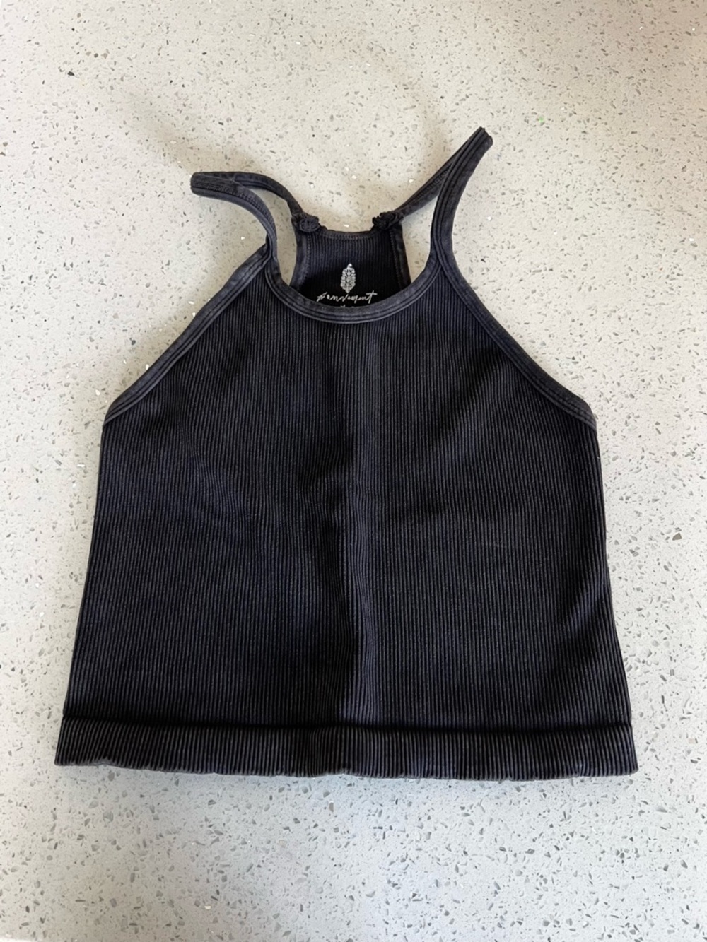 Free People Movement Happiness Runs Long Crop Tank Washed Black